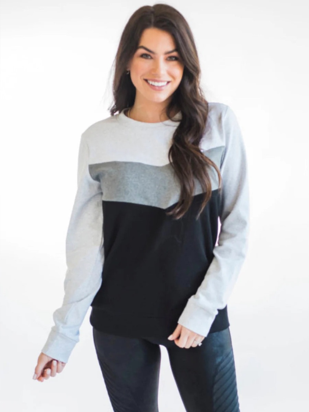 Nursing Queen Color Blocked Sweatshirt - Black/Grey/White